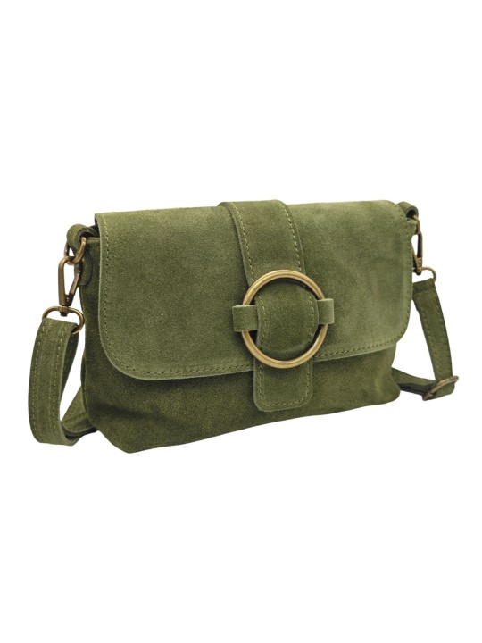 THE WAN Sac bandouliere cuir Anneau Besace 156 Daim Kaki