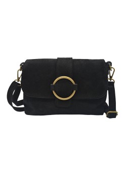 THE WAN Sac bandouliere cuir Anneau Besace 156 Daim Noir