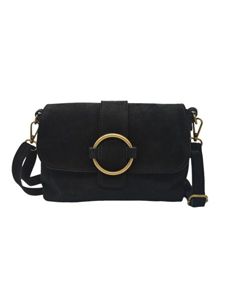 THE WAN Sac bandouliere cuir Anneau Besace 156 Daim Noir