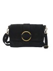 THE WAN Sac bandouliere cuir Anneau Besace 156 Daim Noir