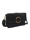 THE WAN Sac bandouliere cuir Anneau Besace 156 Daim Noir