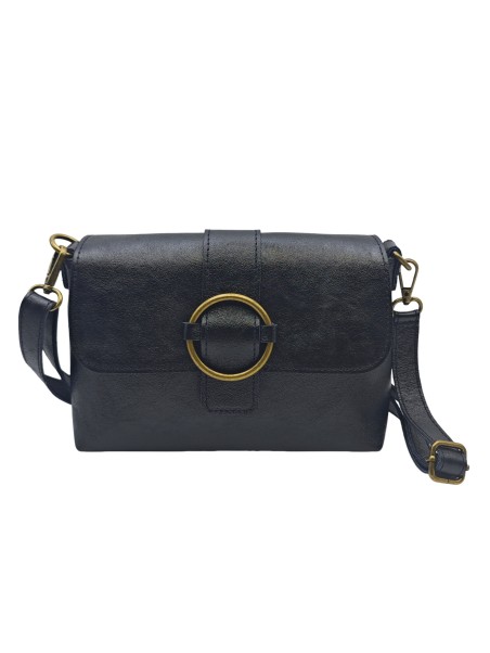 THE WAN Sac bandouliere cuir Anneau Besace 156 Noir Irise