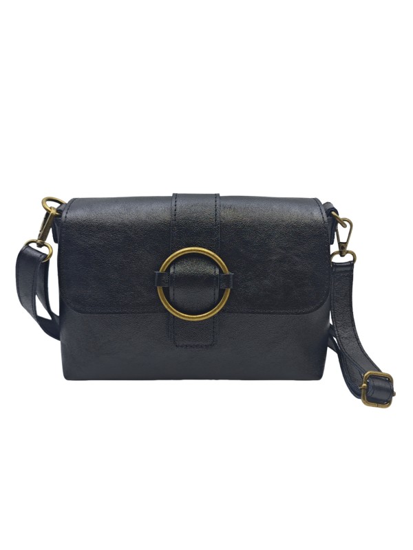 THE WAN Sac bandouliere cuir Anneau Besace 156 Noir Irise
