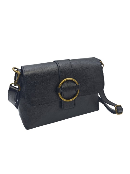 THE WAN Sac bandouliere cuir Anneau Besace 156 Noir Irise