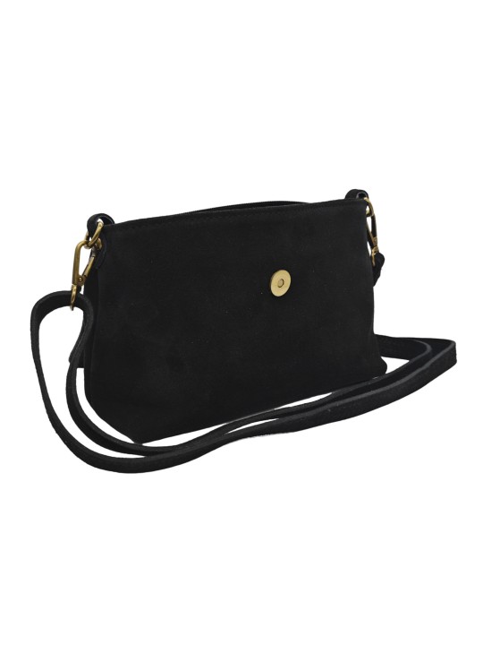 THE WAN Sac bandouliere cuir Anneau Besace 156 Daim Noir