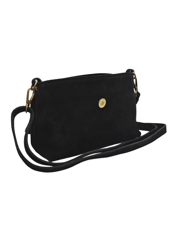 THE WAN Sac bandouliere cuir Anneau Besace 156 Daim Noir