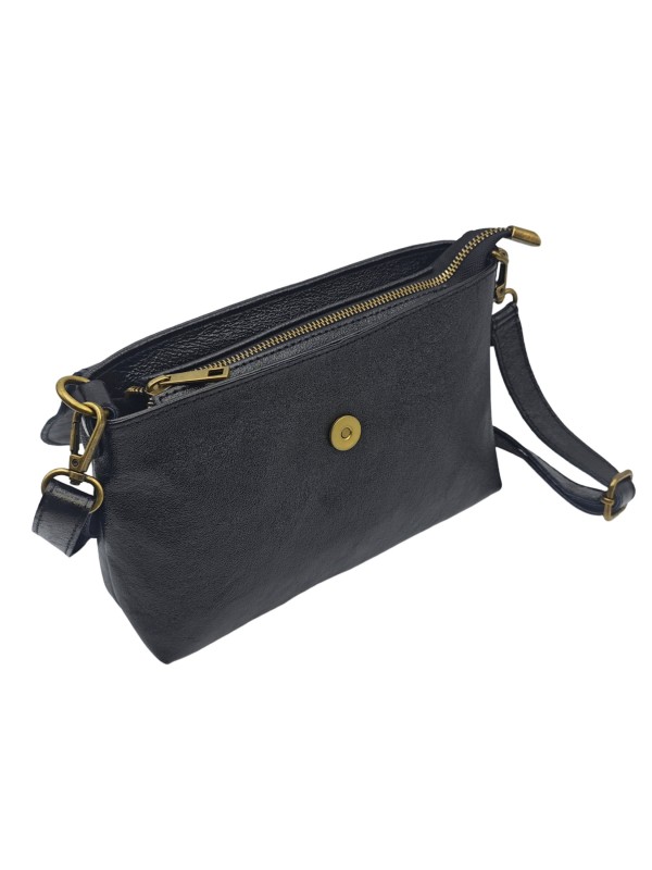 THE WAN Sac bandouliere cuir Anneau Besace 156 Noir Irise