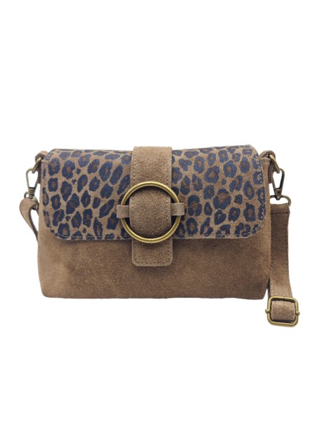 THE WAN Sac bandouliere cuir Anneau Besace 156 Taupe Leo