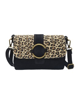 THE WAN Sac bandouliere cuir Anneau Besace 156 Noir Leo