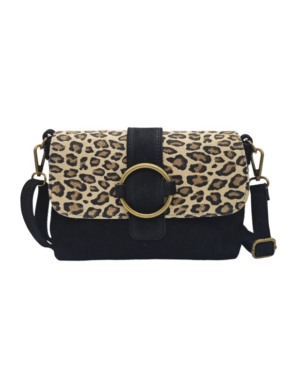 THE WAN Sac bandouliere cuir Anneau Besace 156 Noir Leo