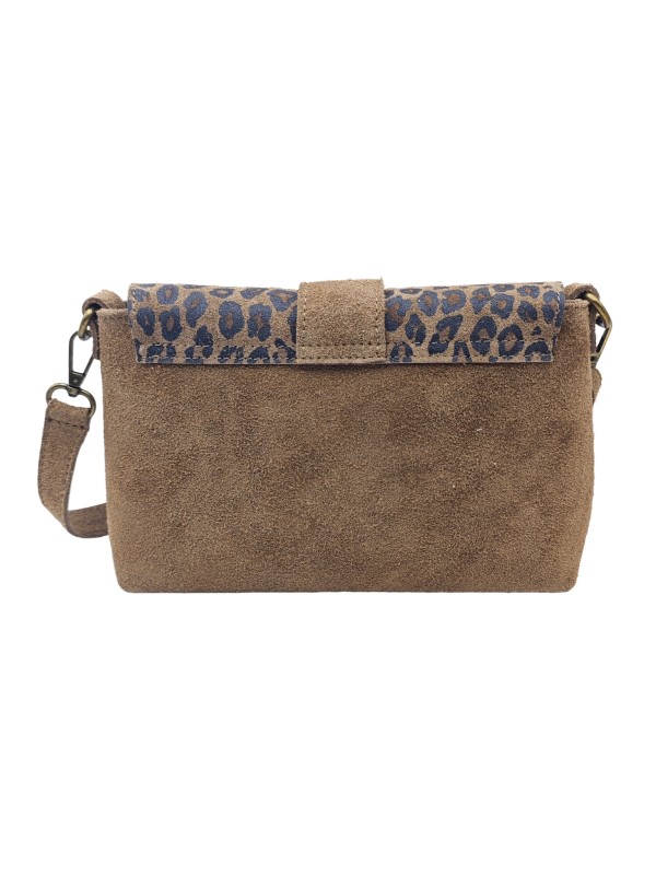 THE WAN Sac bandouliere cuir Anneau Besace 156 Taupe Leo
