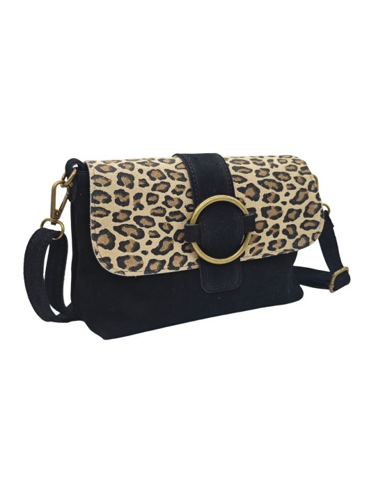 THE WAN Sac bandouliere cuir Anneau Besace 156 Noir Leo