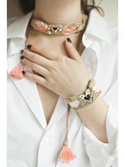 Bracelet brodé SWAN Cream NAHUA