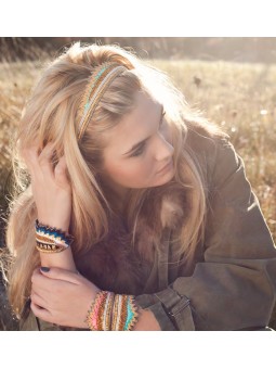 Head Band brodé ROMPER Blanc et Bleu NAHUA