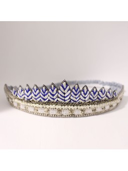 Head Band brodé ROMPER Blanc et Bleu NAHUA