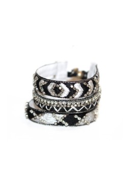 Bracelet brodé MAMI Noir NAHUA