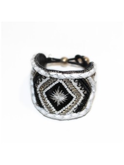 Bracelet brodé MOKA Noir NAHUA