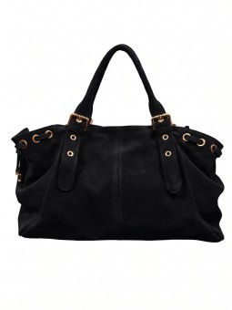 Soleil Chic Grand Sac Cuir Daily Large Noir Nubuck