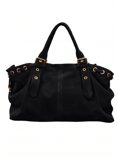 Soleil Chic Grand Sac Cuir Daily Large Noir Nubuck
