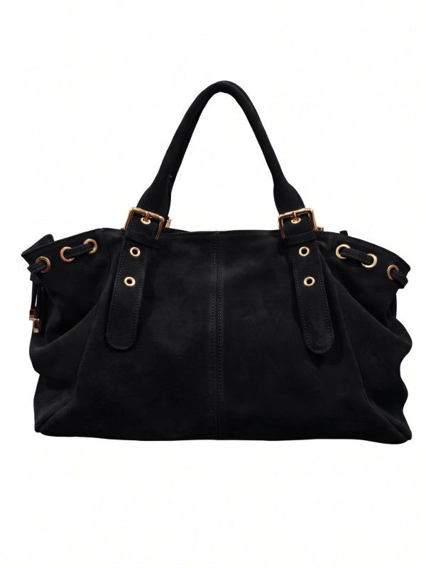 Soleil Chic Grand Sac Cuir Daily Large Noir Nubuck