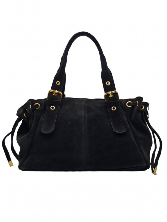 Soleil Chic Sac Cuir Daily Noir Nubuck