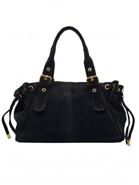 Soleil Chic Sac Cuir Daily Noir Nubuck