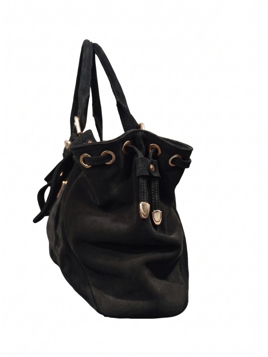 Soleil Chic Grand Sac Cuir Daily Large Noir Nubuck