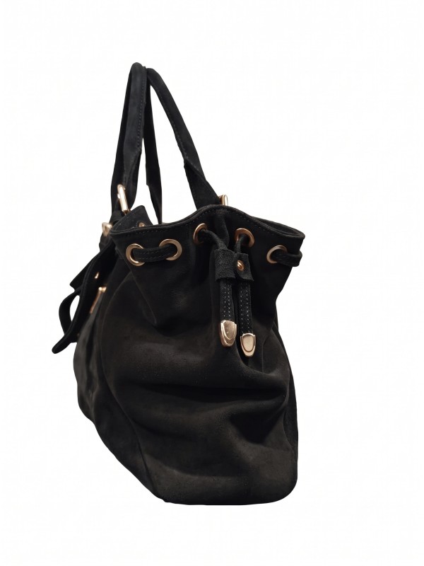 Soleil Chic Grand Sac Cuir Daily Large Noir Nubuck