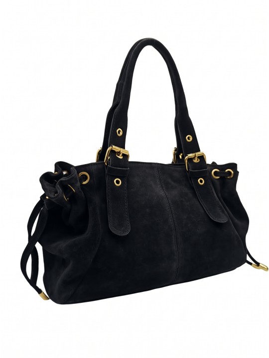 Soleil Chic Sac Cuir Daily Noir Nubuck