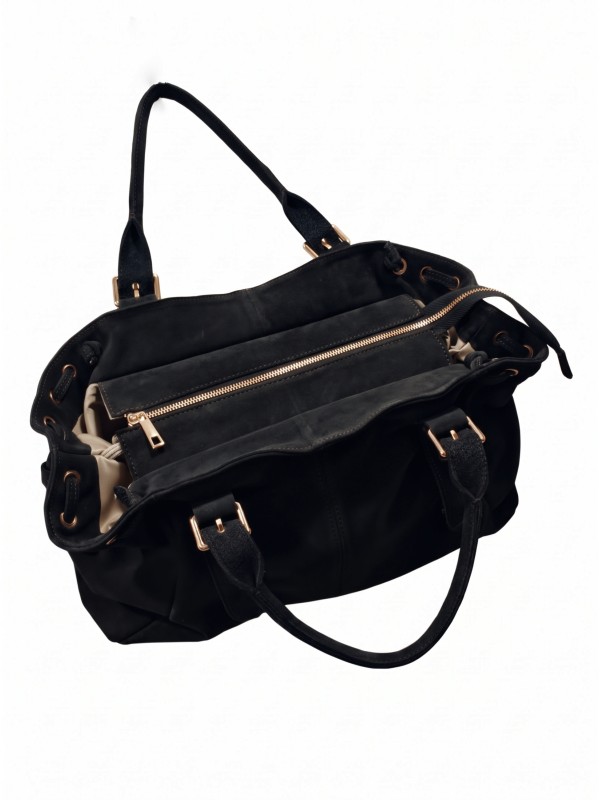 Soleil Chic Grand Sac Cuir Daily Large Noir Nubuck