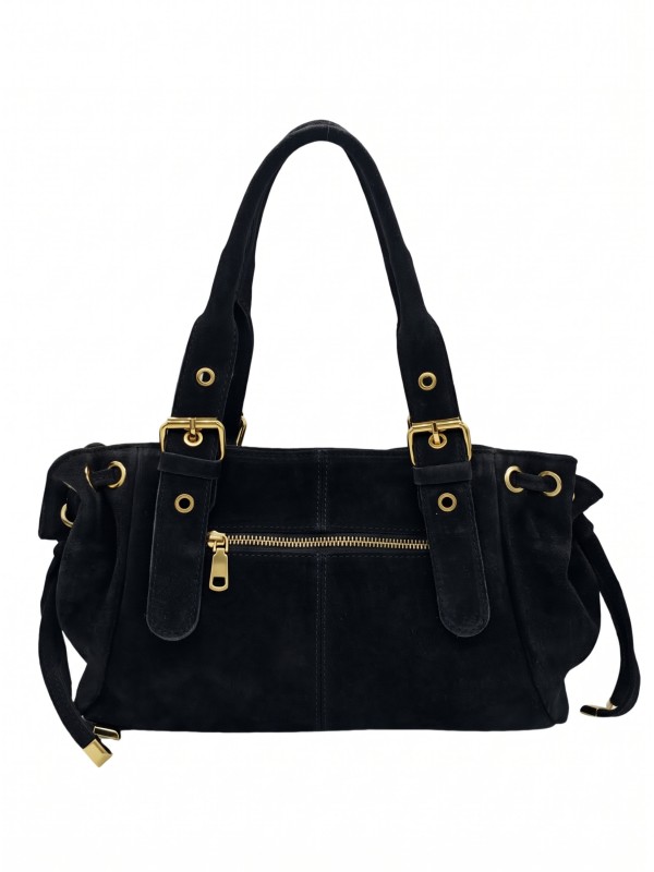 Soleil Chic Sac Cuir Daily Noir Nubuck