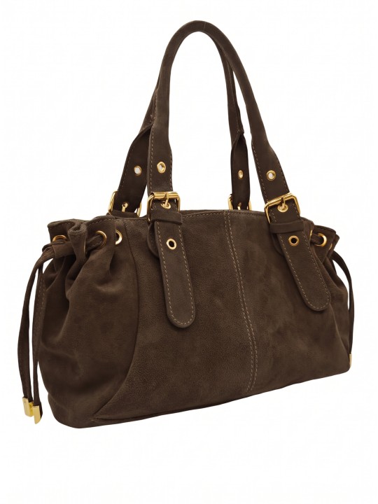 Soleil Chic Sac Cuir Daily Taupe Nubuck