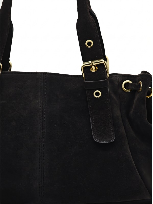 Soleil Chic Sac Cuir Daily Noir Nubuck