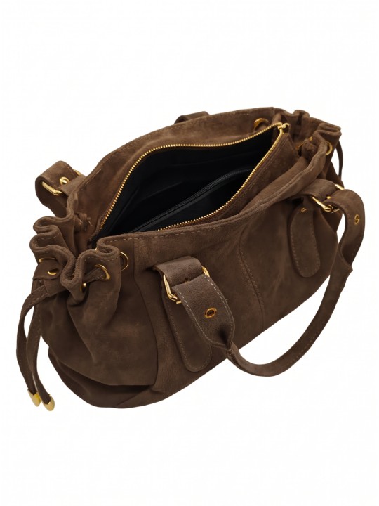 Soleil Chic Sac Cuir Daily Taupe Nubuck