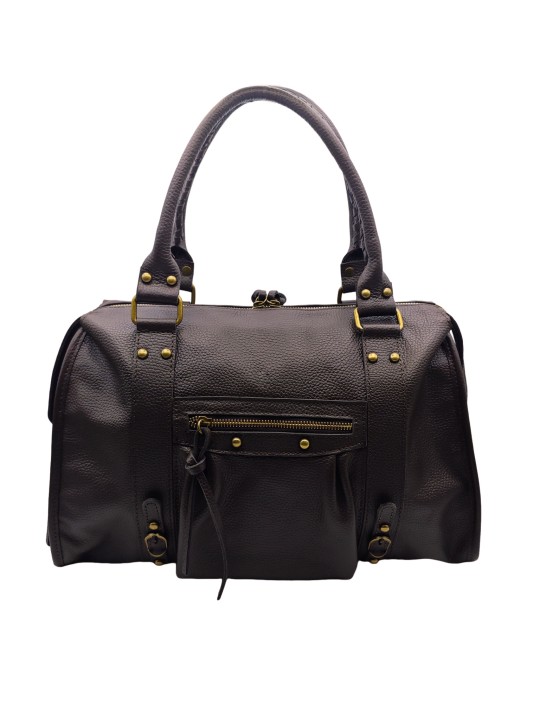 THE WAN Grand Sac Cuir Daisy Large Choco Graine