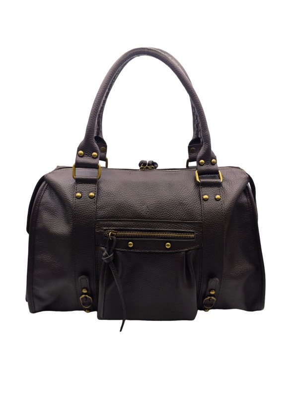 THE WAN Grand Sac Cuir Daisy Large Choco Graine