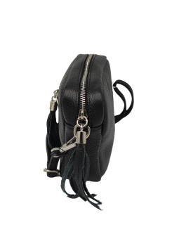 Pompon Sac bandoulière cuir Noir