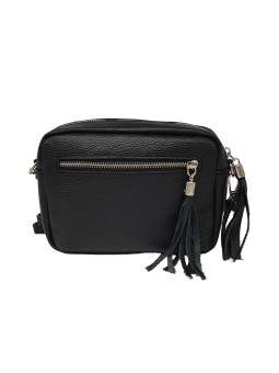 Pompon Sac bandoulière cuir Noir
