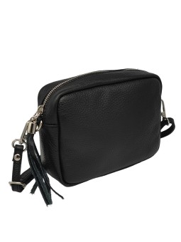 Pompon Sac bandoulière cuir Noir
