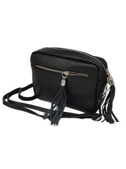 Pompon Sac bandoulière cuir Noir