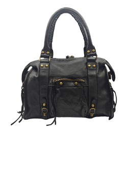 Soleil Chic  Grand Sac Cuir Daisy Large Vintage Noir A25