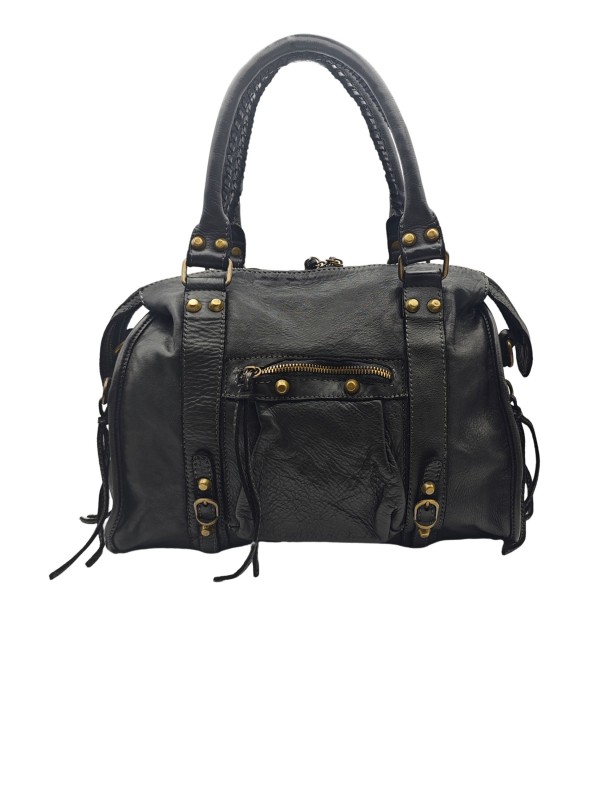 THE WAN Grand Sac Cuir Daisy Large Vintage Noir A25