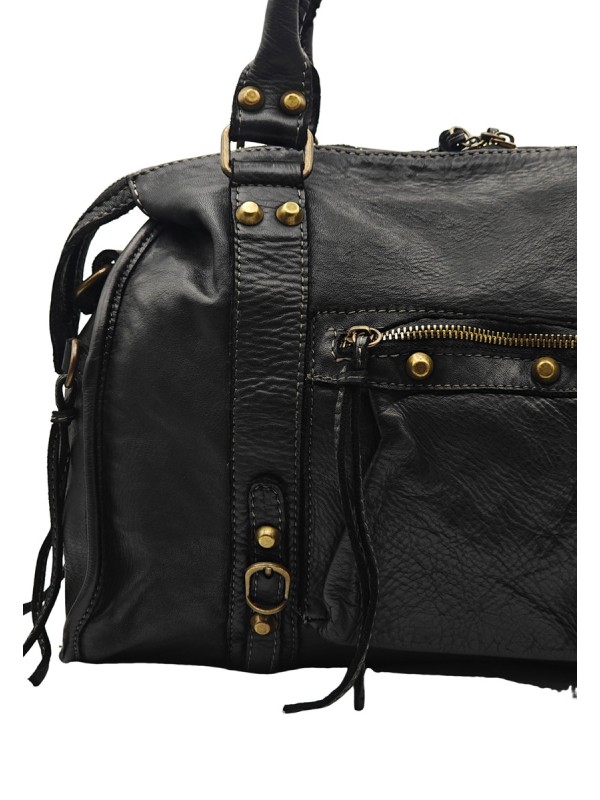 THE WAN Grand Sac Cuir Daisy Large Vintage Noir A25