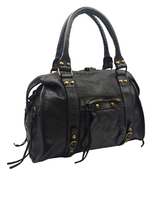 THE WAN Grand Sac Cuir Daisy Large Vintage Noir A25