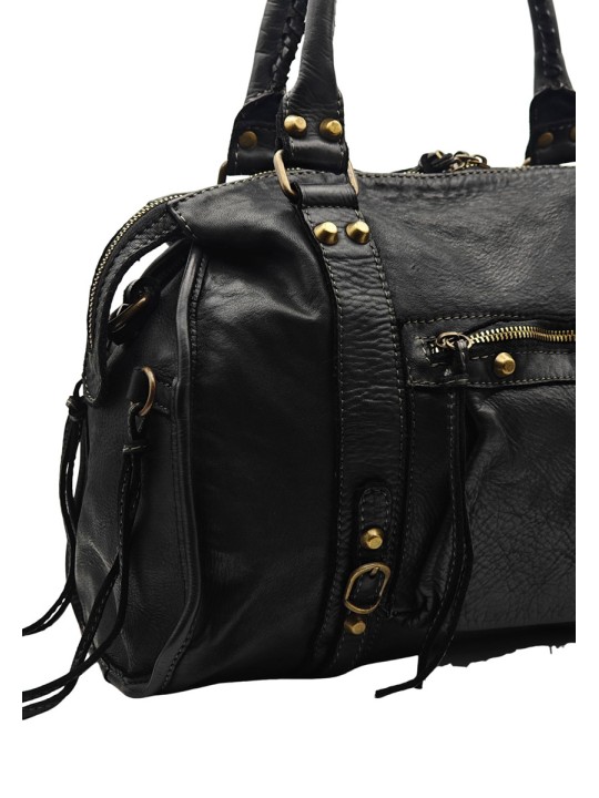 THE WAN Grand Sac Cuir Daisy Large Vintage Noir A25