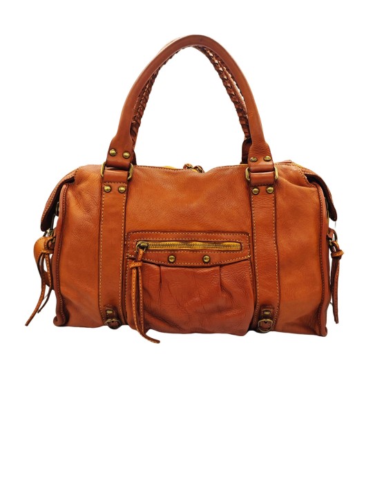 THE WAN Grand Sac Cuir Daisy Large Vintage Cognac