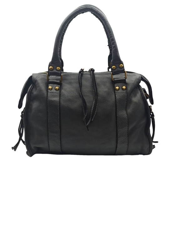 THE WAN Grand Sac Cuir Daisy Large Vintage Noir A25