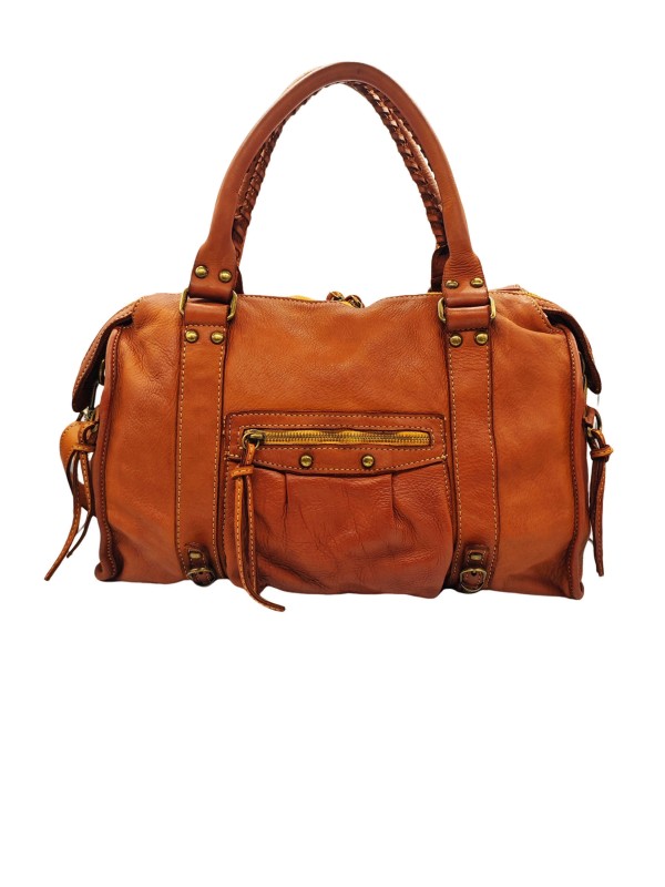 THE WAN Grand Sac Cuir Daisy Large Vintage Cognac