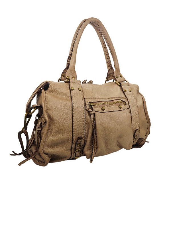 THE WAN Grand Sac Cuir Daisy Large Vintage Taupe A25
