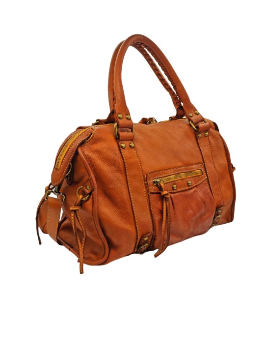 THE WAN Grand Sac Cuir Daisy Large Vintage Cognac